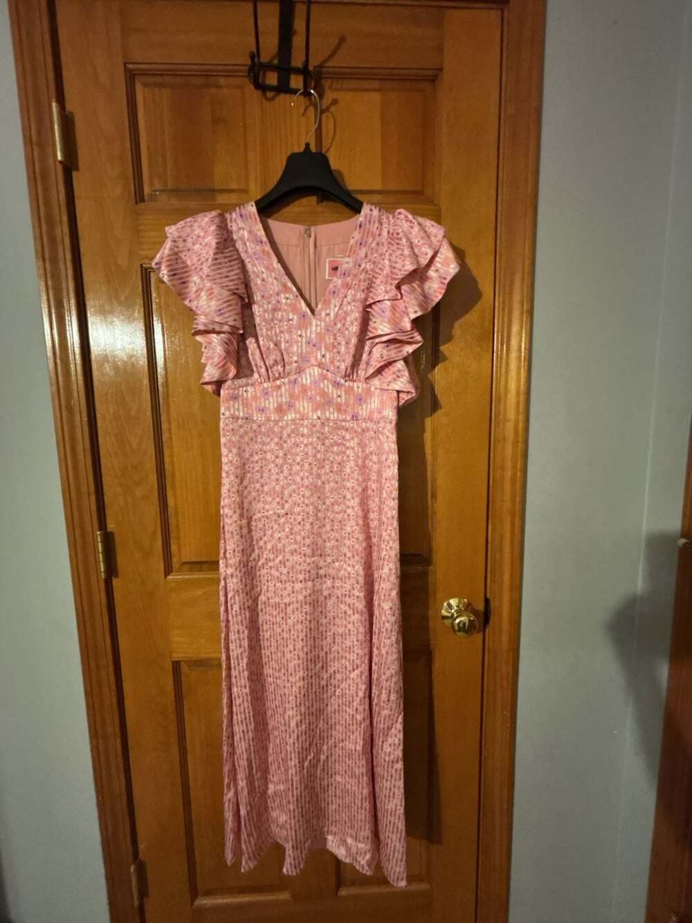 Kate Spade New York Collection Pink Floral Ruffle Sleeve Midi Dress Size 0